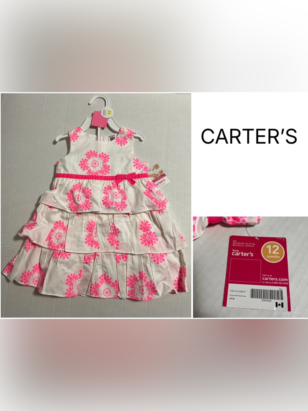 CARTER’S - 12M - NWT - INFANT GIRLS PINK FLORAL DRESS